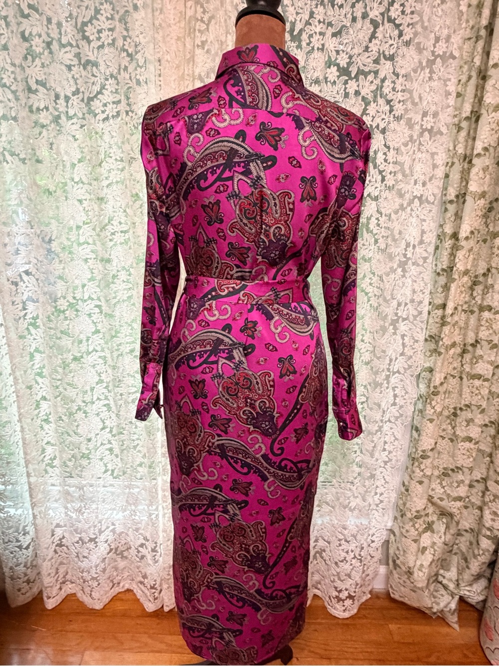 Lauren Ralph Lauren Fuchsia Paisley Maxi Shirt Dress - Picture 5 of 9